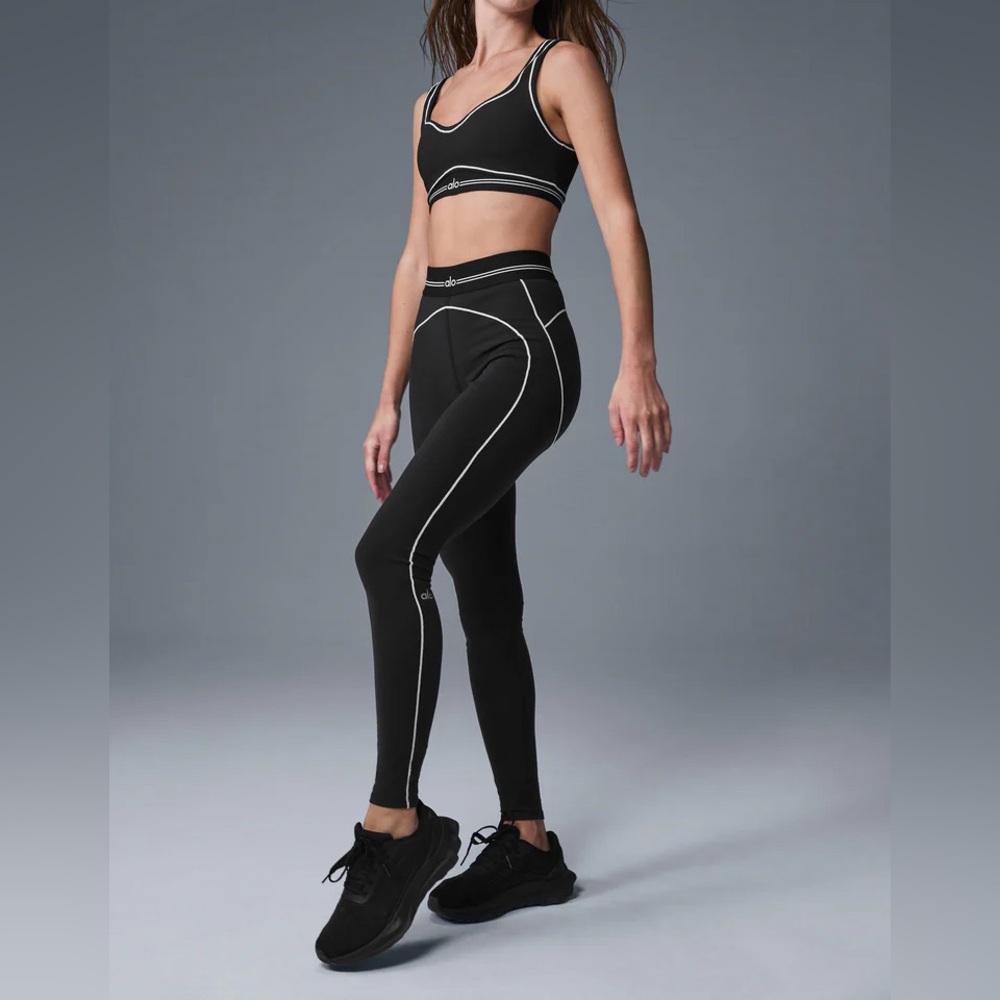 ALO Black Airbrush Heart Throb Leggings